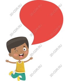  Happy child jumping with speech bubble