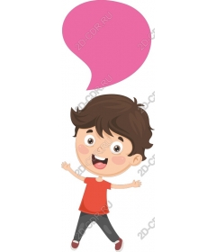 Funny cartoon boy with speech bubble