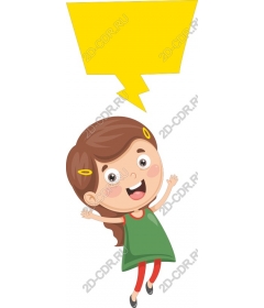  Joyful girl with speech bubble