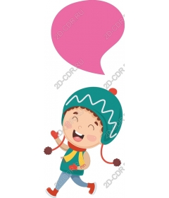 Whimsical winter kid with speech bubble