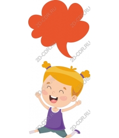  Joyful girl with speech bubble