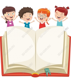 Funny kids with an open book
