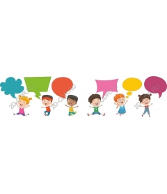 Funny kids with speech bubbles