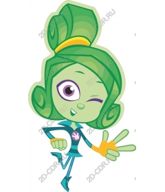 Playful green character