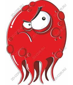 Red angry octopus