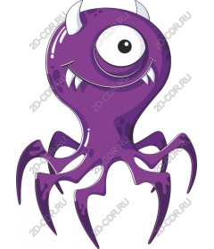  Cute purple monster-octopus