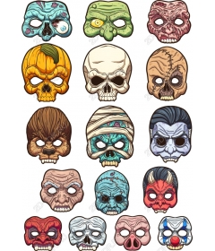 Set a spooky masks - 16 Halloween