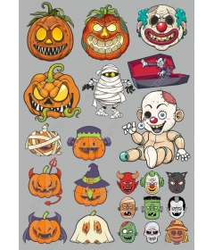 Set of cliparts on the theme of Halloween - 20 creepy