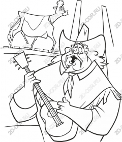 Playful musician and a cow