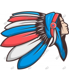  Bright leader of a native American in a headdress of feathers