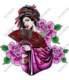  Japanese geisha with floral accents