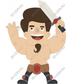 Muscular hero with a sword
