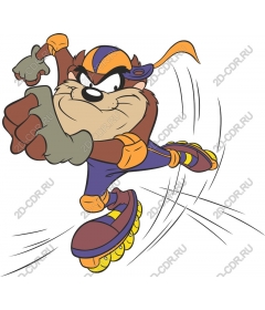  Cartoon character "rollerblading"