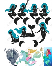 Charming set of mermaids