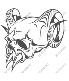 Intricate skull with horns