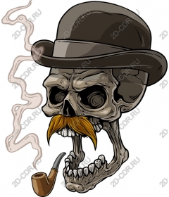  Dapper skeleton - vintage skull with a pipe