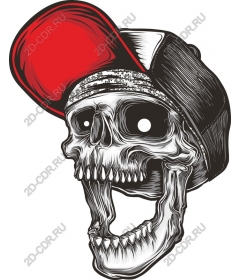 Urban skull in a red cap