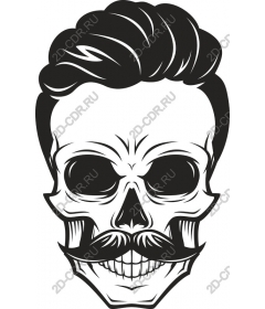 Vintage skull with a mustache