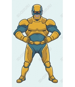 Dynamic superhero in armor