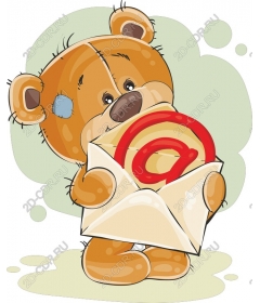  Cute Teddy bear with envelope
