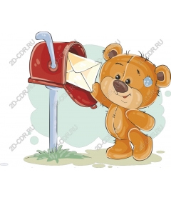 Teddy bear with a mailbox Whimsical