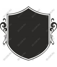  Elegant emblem in the form of a shield with a decorative curl