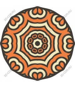 Geometric mandala in orange and cream tones