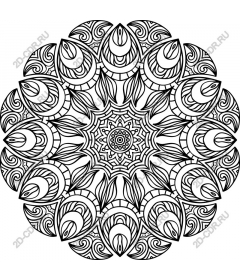 Stunning black and white mandala with fish
