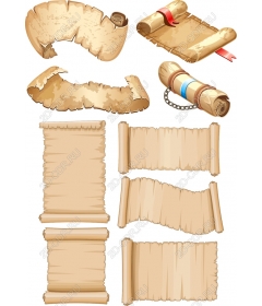 Набор старинных свитков и пергаментов
