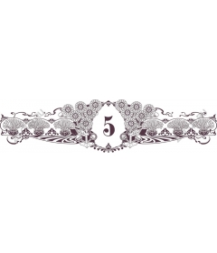  Elegant vintage floral pattern with the number 5