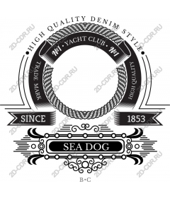 Морская винтажная эмблема Sea Dog