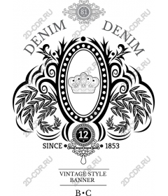 Vintage denim banner - 1853