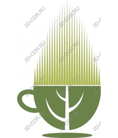  A Cup of green coffee with a plant