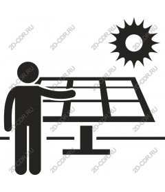 Renewable energy: a person interacts with solar panel