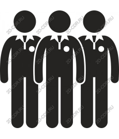  Three stylized figures in uniform