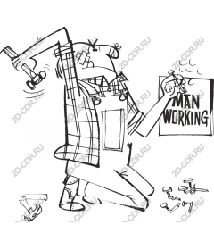  Cartoon Hardworking Man