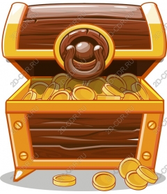 Treasure chest with gold coins