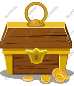 Treasure chest with gold coins