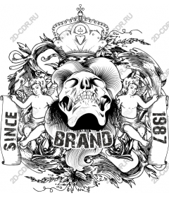 Gothic skull and cherubim