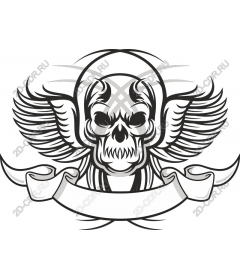  A fierce skull with wings