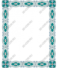  Elegant decorative frame in turquoise and red tones