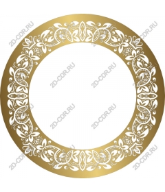  Elegant round frame with Golden floral pattern