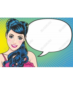 Woman in retro style-comic speech bubble