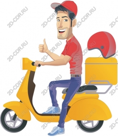 Fun courier on a scooter