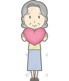  Touching an elderly woman with a heart