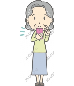 An elderly woman holds a smartphone