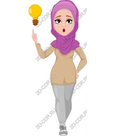  Creative woman in hijab with a light bulb