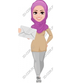  A woman in a hijab holds the envelope