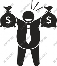 Happy businessman with money bags