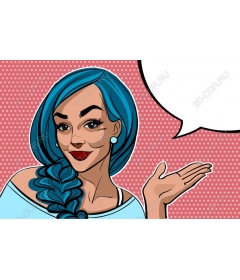  Bright blue hair in the style of pop art